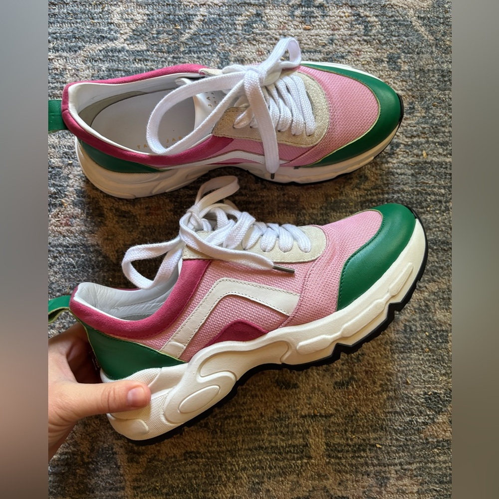 Tara Jarmon Pink and Green Sneakers